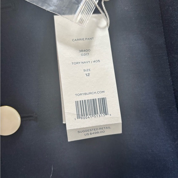 Tory Burch "Carrie" Dark Blue Wide-Leg Pants with Button Accents SZ 12 NWT - Picture 6 of 15